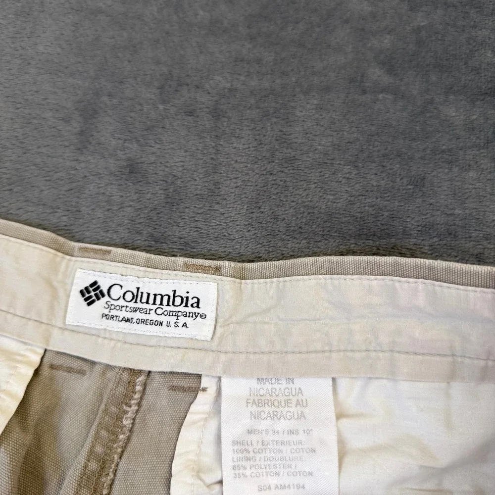 Columbia Chino Shorts Mens 34 Khaki Cotton Outdoor Casual Regular Fit